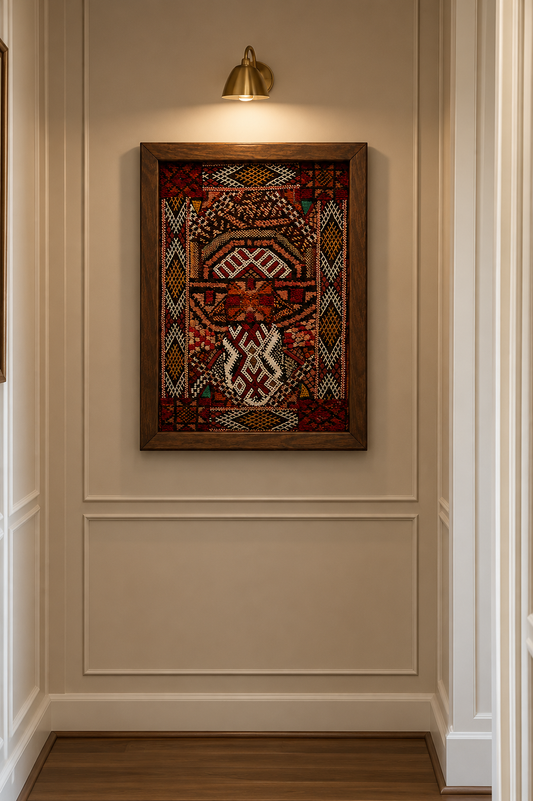 Syndia- Œuvre Murale Encadrée en Tapis Marocains