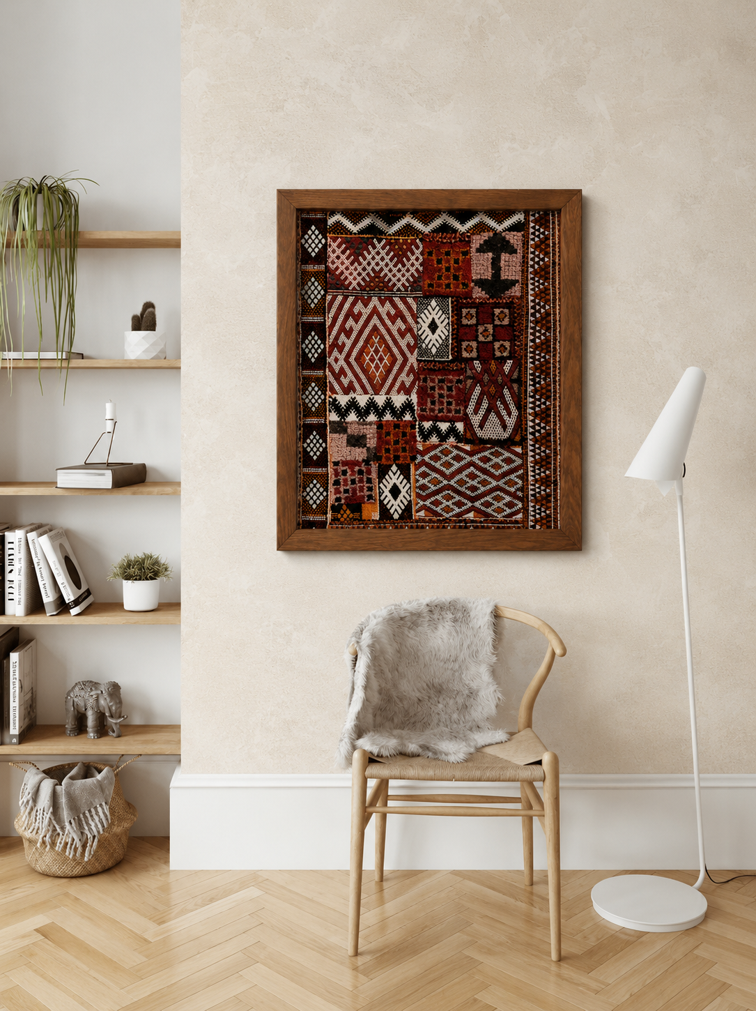 Halima- Œuvre Murale Encadrée en Tapis Marocains