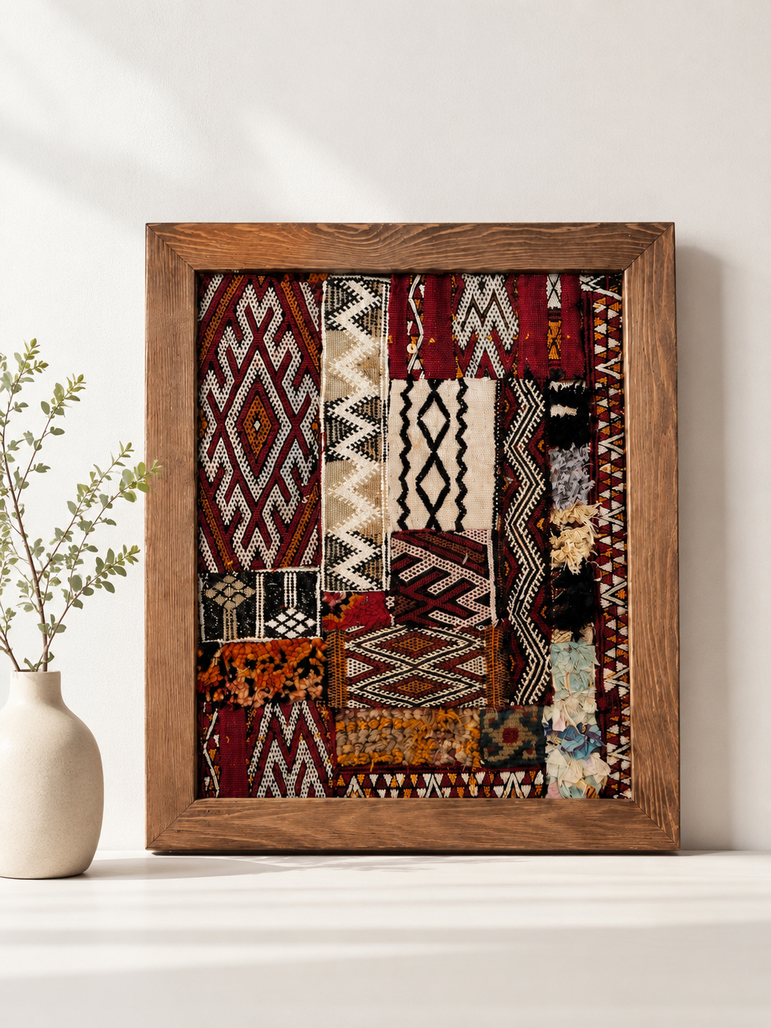 Noria - Œuvre Murale Encadrée en Tapis Marocains