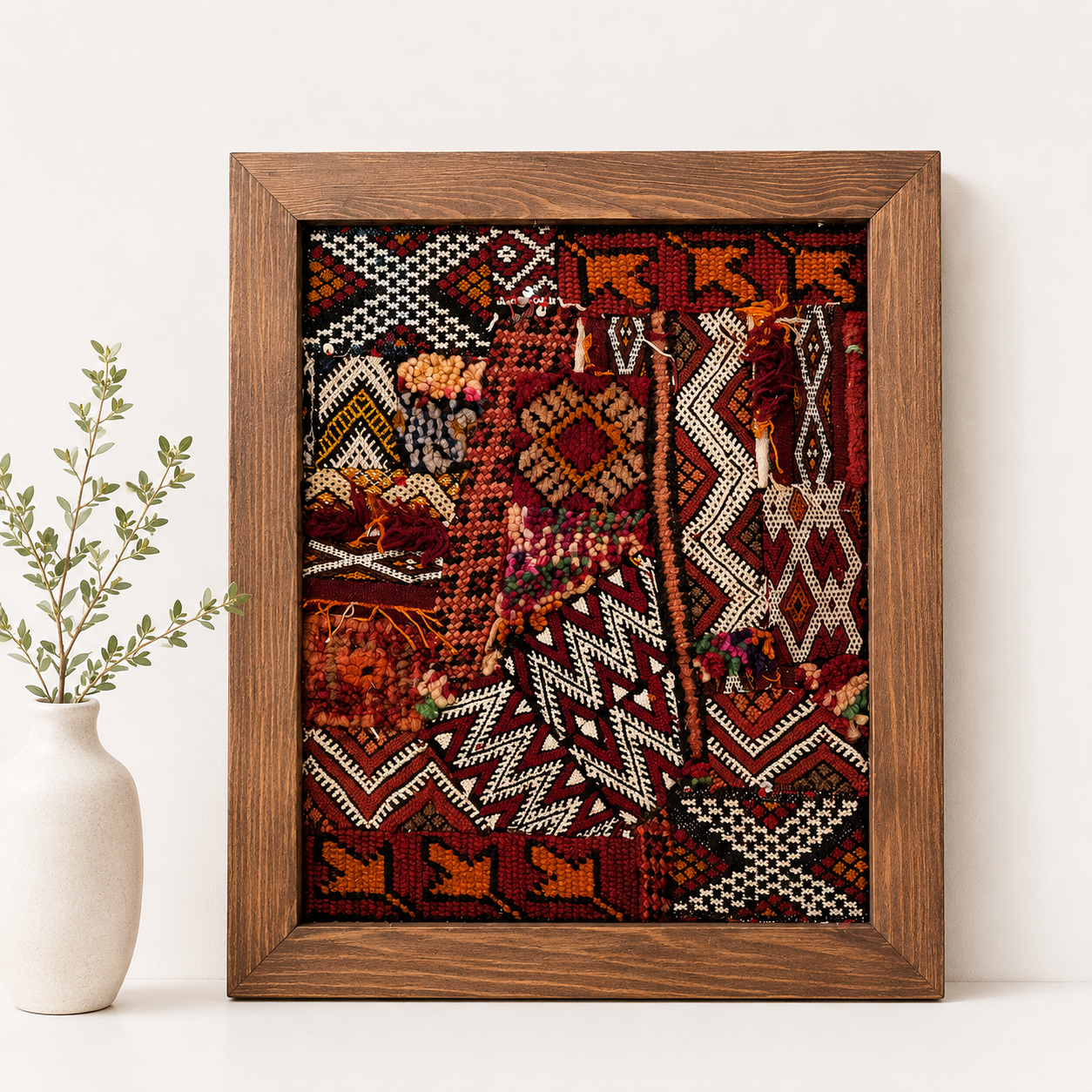 Laila - Œuvre Murale Encadrée en Tapis Marocains