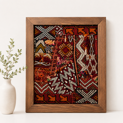 Laila - Œuvre Murale Encadrée en Tapis Marocains