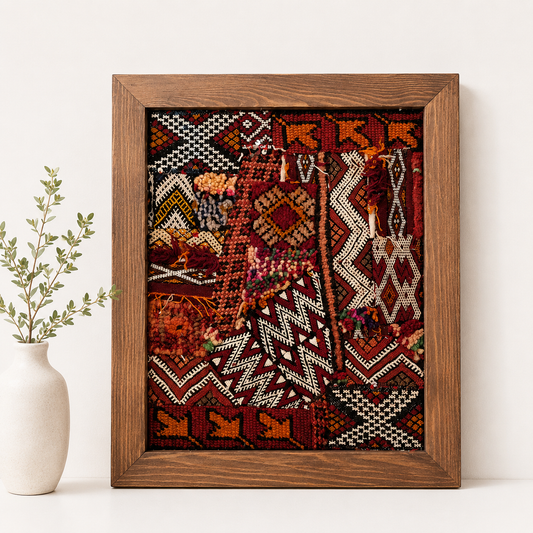 Laila - Œuvre Murale Encadrée en Tapis Marocains