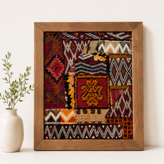 Chmicha - Œuvre Murale Encadrée en Tapis Marocains