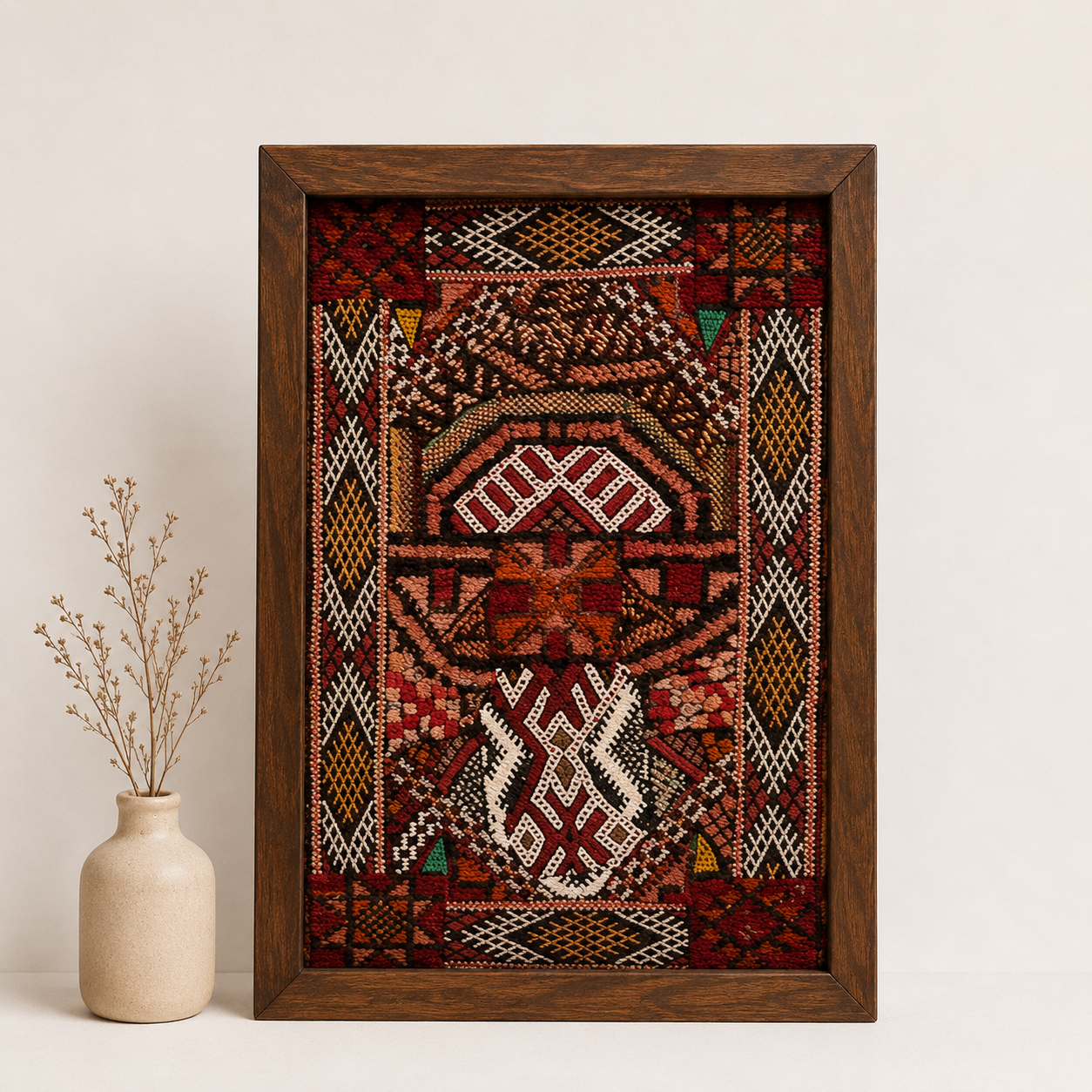 Syndia- Œuvre Murale Encadrée en Tapis Marocains