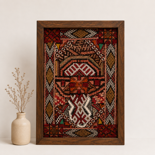 Syndia- Œuvre Murale Encadrée en Tapis Marocains