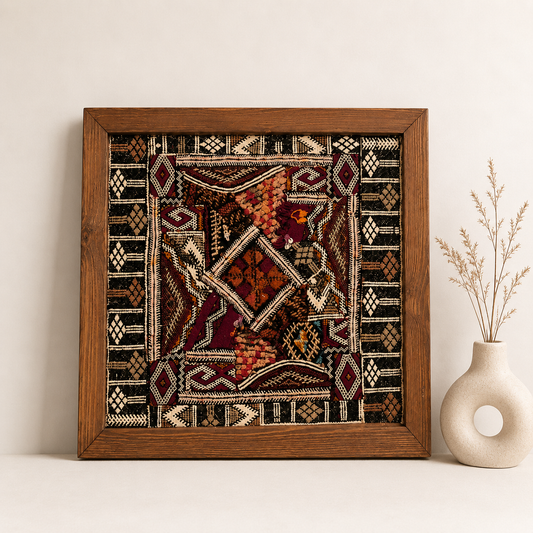 Chaima- Œuvre Murale Encadrée en Tapis Marocains