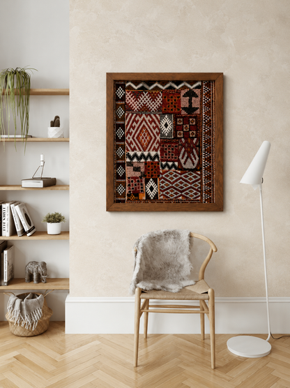 Halima- Œuvre Murale Encadrée en Tapis Marocains
