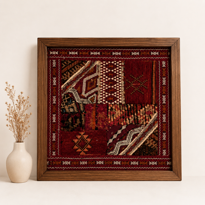Sadia- Œuvre Murale Encadrée en Tapis Marocains
