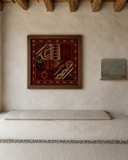Sadia- Œuvre Murale Encadrée en Tapis Marocains